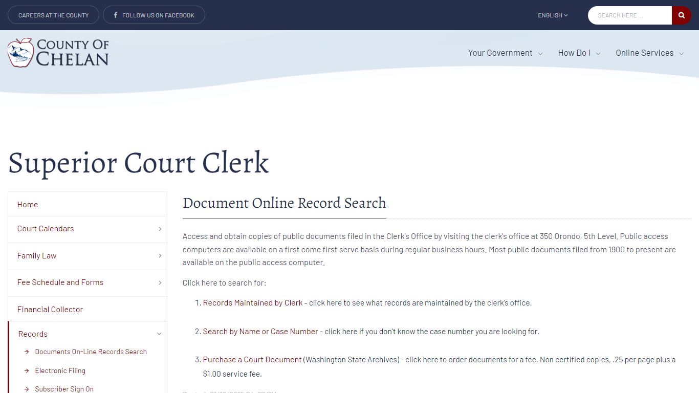 Superior Court Clerk - Chelan County, Washington